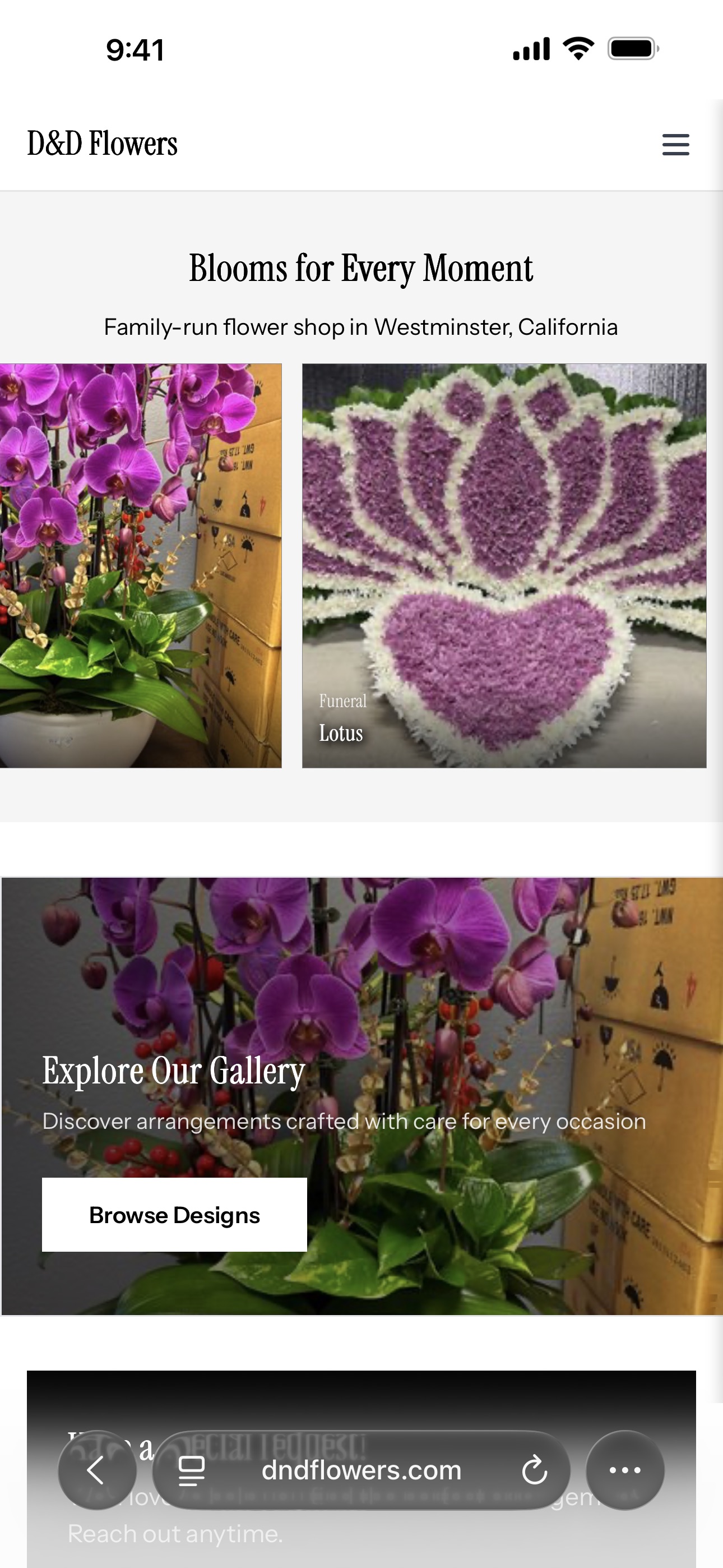 D&D Flowers mobile preview